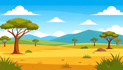 Sunny African savanna landscape