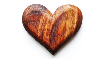 Rustic Wooden Heart Shape Isolated on White Background