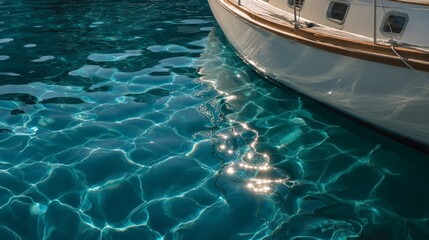 Obraz premium Water reflections on boat hull