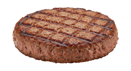 Grilled Round Patty with Brown Markings on Soft Brown Background