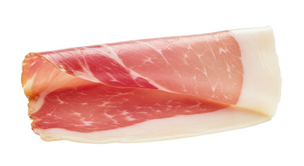 Rolled Cured Ham Slice on Soft Pink Background, Delicious Appetizer