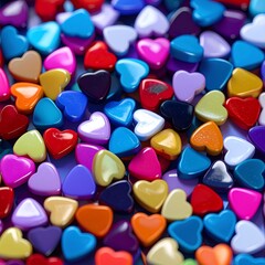 Colorful heart-shaped candies