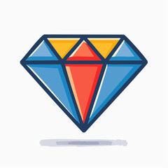 Blue And Orange Faceted Diamond Illustration