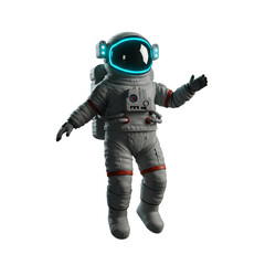 Futuristic Astronaut with Neon Trim and Detailed Spacesuit Floating in Zero Gravity.