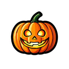Cartoon pumpkin glows with happy face for Halloween

