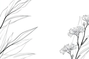 Naklejka premium Delicate floral and leaf design in black and white.