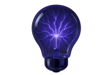Plasma globe shining inside light bulb with transparent background