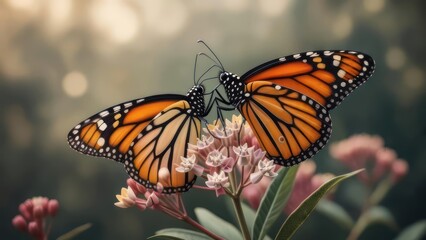Two monarch butterflies on a flower