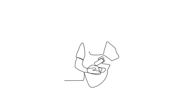 One continuous line drawing of people are eating hotdogs in the food court area vector illustration.  Food street illustration in linear style vector concept. Great design for food business campaign.