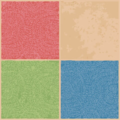 Fototapeta premium Four Square Textured Backgrounds In Red Beige Green And Blue