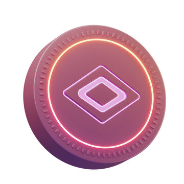 Illuminated Mauve Coin with Diamond Symbol and Circular Edge Details.