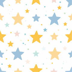 Colorful Stars Pattern On White Background