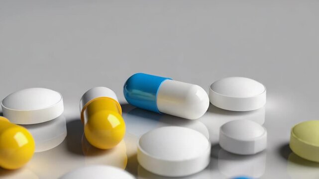 Bunte Tabletten und Kapseln in Nahaufnahme