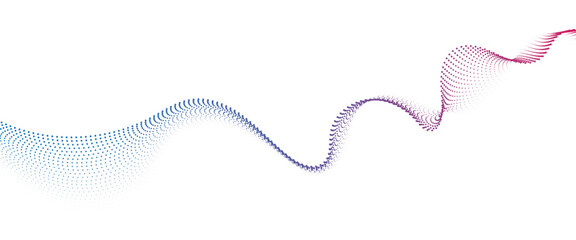 Flowing Dot Wave halftone gradient pattern on transparent background