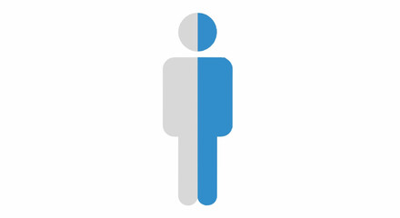 Vector icon of a human figure split into two colored halves, representing concepts like demographics, data analysis, or psychological duality