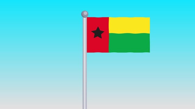 Guinea-bissau Waving in the Wind On Blue Sky Background