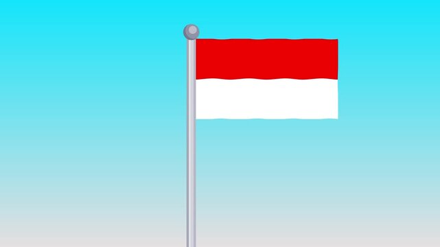 Indonesia  Flag Waving in the Wind On Blue Sky Background