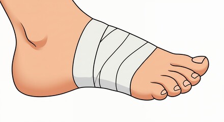 Foot wrapped in medical tape