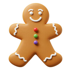 Obraz premium Smiling Gingerbread Man with Colorful Candy Buttons and White Icing Details.