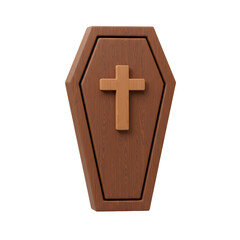 Obraz premium Wooden Coffin with Raised Cross Religious Symbolism Funeral Object.