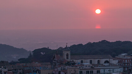Duomo di San Pancrazio Martire at sunset in beautiful town of Albano Laziale timelapse, Italy