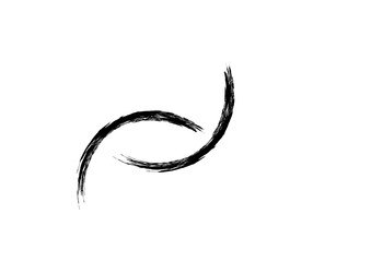 Abstract black brush stroke forming a yin yang symbol on white background