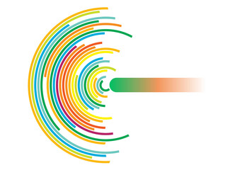 Abstract colorful circular lines forming a semi circle with gradient bar