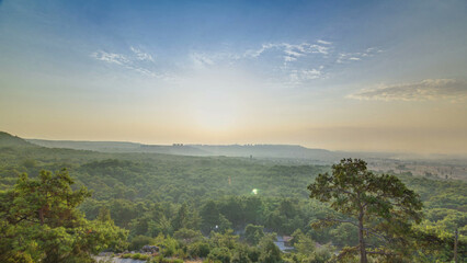 Obraz premium A bird's eye view of sunrise over Turkey timelapse. Turkey.