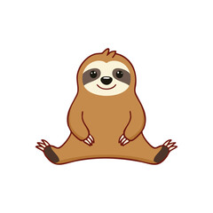 Fototapeta premium A cartoon sloth sitting and smiling happily, a charming animal friend for any design. 