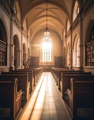 Fototapeta premium Sunlit church interior