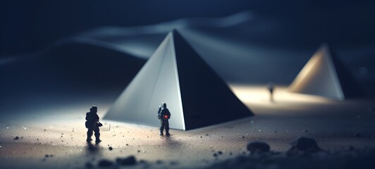Tiny figures from life piramid ,generative AI