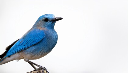 Blue Bird Perched On White Background Symbol Of Freedom