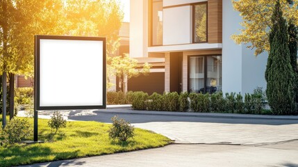 Blank Billboard Mockup in Front of Modern House