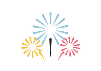 Obraz premium Bright and colorful fireworks display exploding in the night sky, creating a festive and celebratory atmosphere