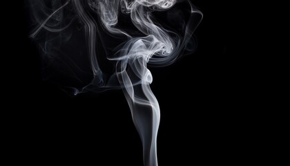 Obraz premium Abstract Gray Smoke Swirls Rising Vertically On Black Background