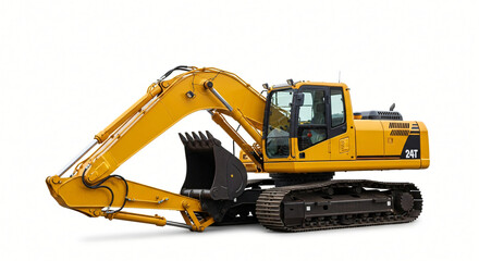 Powerful yellow excavator ready for heavy-duty construction and earthmoving projects