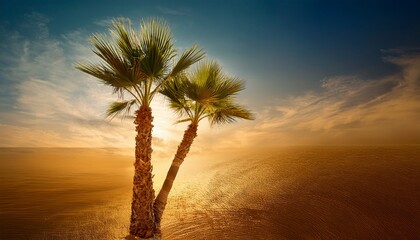 A Tall Palm Tree Stands Gracefully Against A Rich Golden And Textured Backdrop The Warm Light Enhances The Tranquility Of The Scene Suggesting A Serene Afternoon