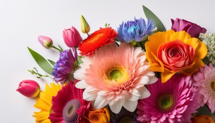 A Colorful Bouquet Of Flowers With A White Background