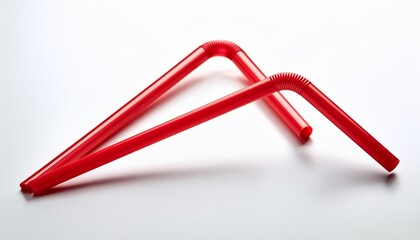 A Close Up Shot Of A Vibrant Red Bent Drinking Straw On A White Background