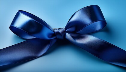 A Beautifully Tied Dark Blue Ribbon Rests Elegantly On A Soft Blue Background Highlighting Its Texture And Color Creating A Sense Of Anticipation And Elegance For A Special Occasion
