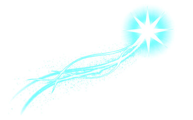 Bright Blue Celestial Body Trail Effect With Starburst Isolated on a transparent background