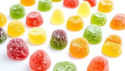 Colorful jelly candies in various shapes and colors