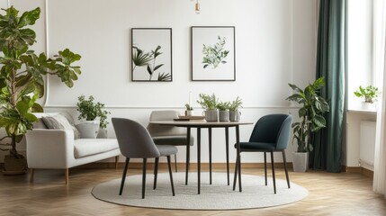 Modern Minimalist Living Room Interior Design with Greenery