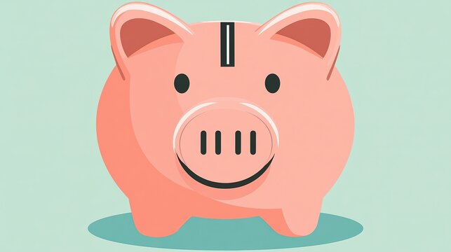 A cute and vibrant piggy bank illustration that symbolizes savings and financial planning, This image is perfect for educational materials, finance blogs, or promotional content related to savings,