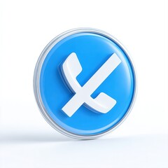 Obraz premium A modern, glossy blue circular icon featuring a unique white symbol, ideal for digital design projects related to communication, technology, or branding, Perfect for websites, apps