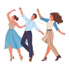 Naklejka premium Three people dancing joyfully (1)