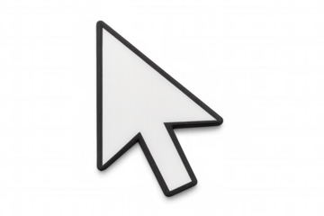 Transparent computer mouse pointer cursor arrow indicating digital navigation, highlighting web interface design elements