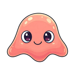 Obraz premium Adorable and Cute Pink Blob Character with a Happy Face and Big Eyes.