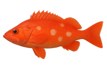 Stunning vibrant orange fish with white spots isolated on transparent background