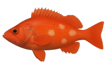 Vibrant orange spotted grouper fish isolated on transparent background, fresh seafood